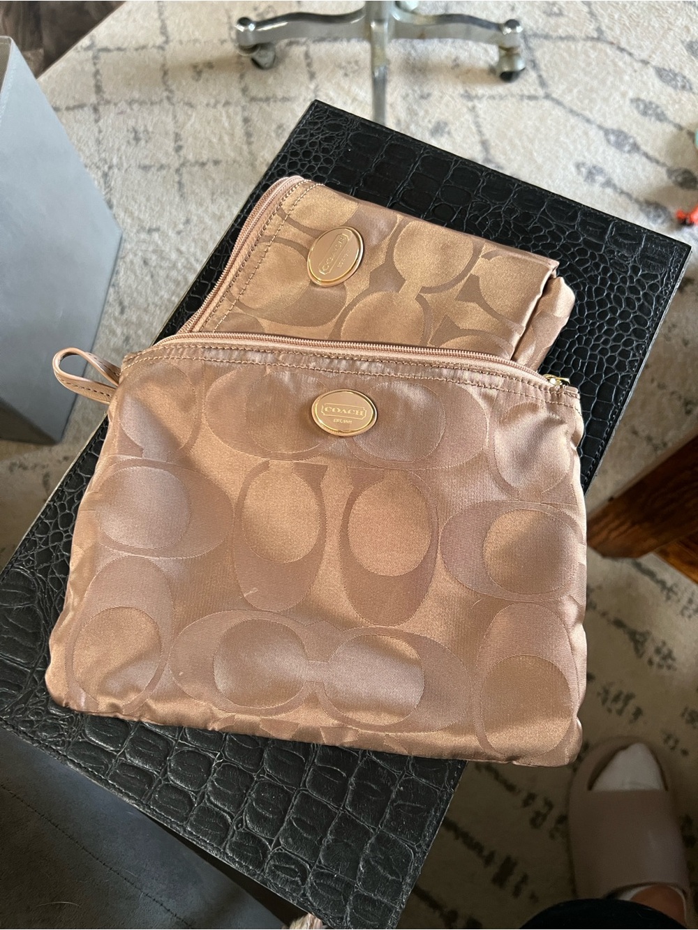 Coach logo print packable duffle bag